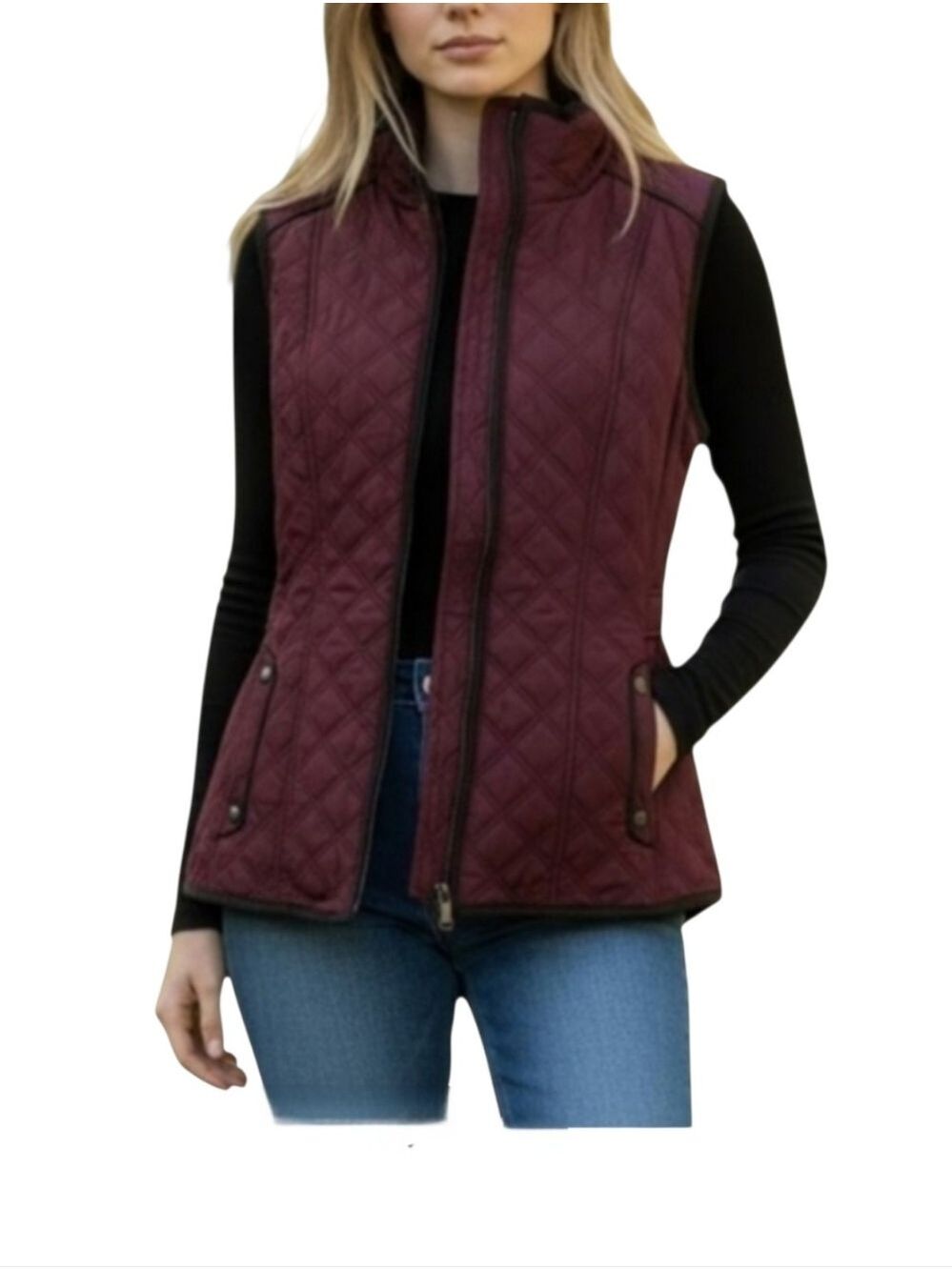 Weatherproof Quilted Faux Fur Lined Vest Mulberry Medium